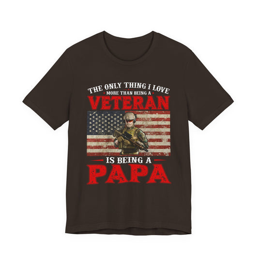 Veteran with American Flag Papa T-Shirt Military Grandpa Unisex Cotton Tee v30