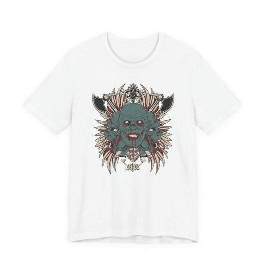 Zombie Skull Mandala T-Shirt Horror Graphic Tee, Gothic Skull Art-54-2