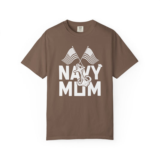 Navy Mom T-shirt Mother's Day Mama Tee Unisex Comfort Colors Garment-Dyed Cotton h20