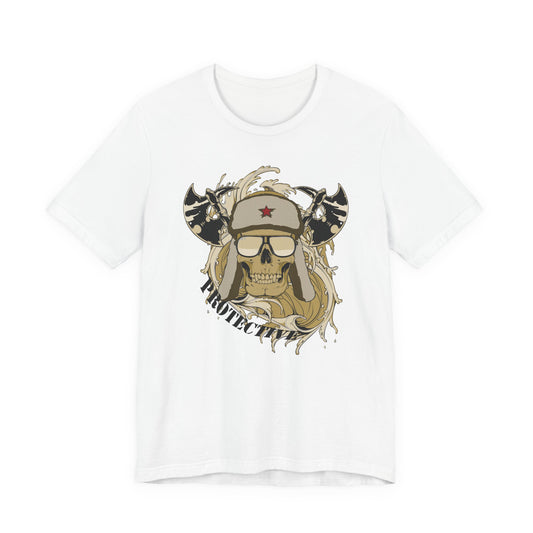 Viking Skull Graphic with Horned Helmet T-Shirt Captain Design Tee Art-41