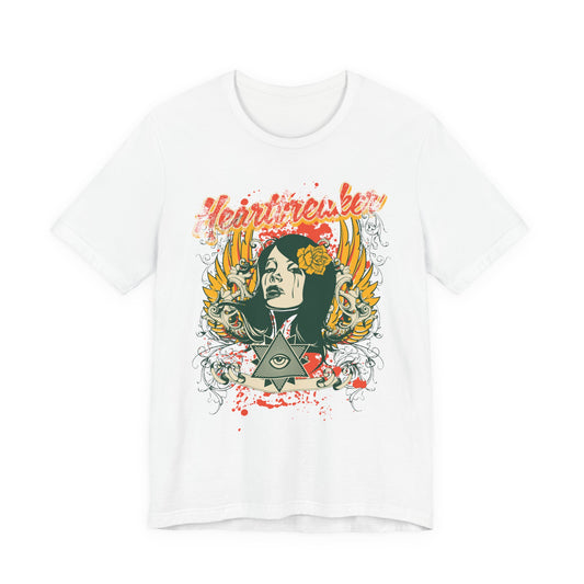 Heartbreaker Illustration Tee Retro Femme Portrait Floral Skull Graphic T-Shirt