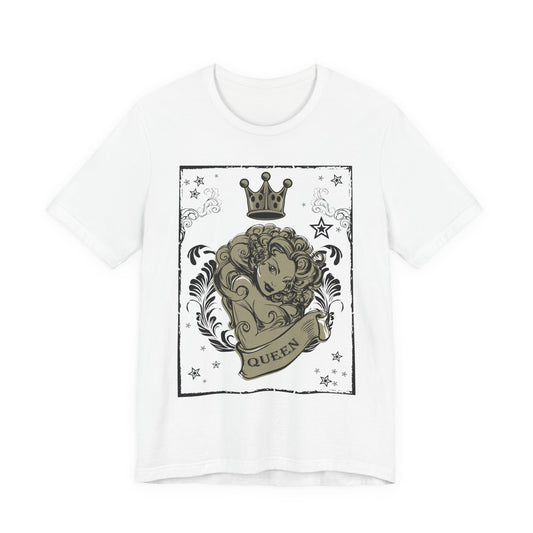 Queen Crown Portrait Tee Vintage Floral Illustration Rock Band T-Shirt