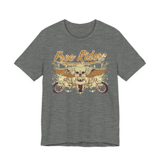 Free Riders Skull Motorcycle Tee Biker Graphic Art Design T-Shirt A-1