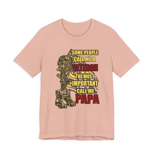 Veteran Papa Graphic Tee | Military Tribute Boots & Helmet Design Unisex Cotton v58