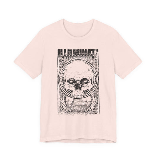 Skull Circle Graphic T-Shirt Vintage Etching Illustration Art Design Tee A-9