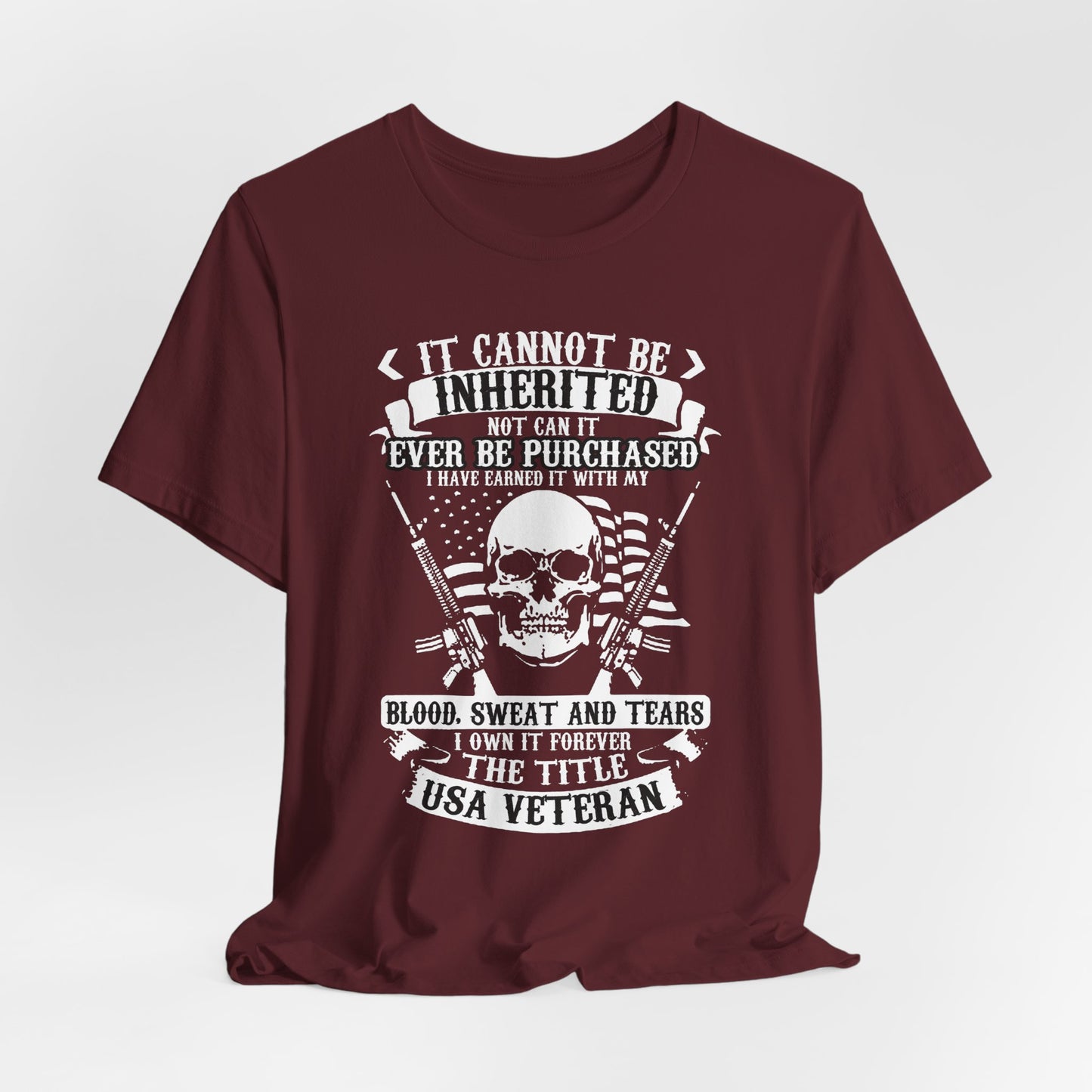 USA Veteran skull flag crossed rifles T-Shirt Military pride Unisex Cotton tee v54