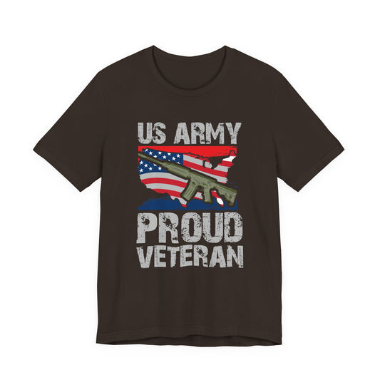 US Army Proud Veteran T-Shirt American Flag Rifle Graphic Unisex Cotton v21