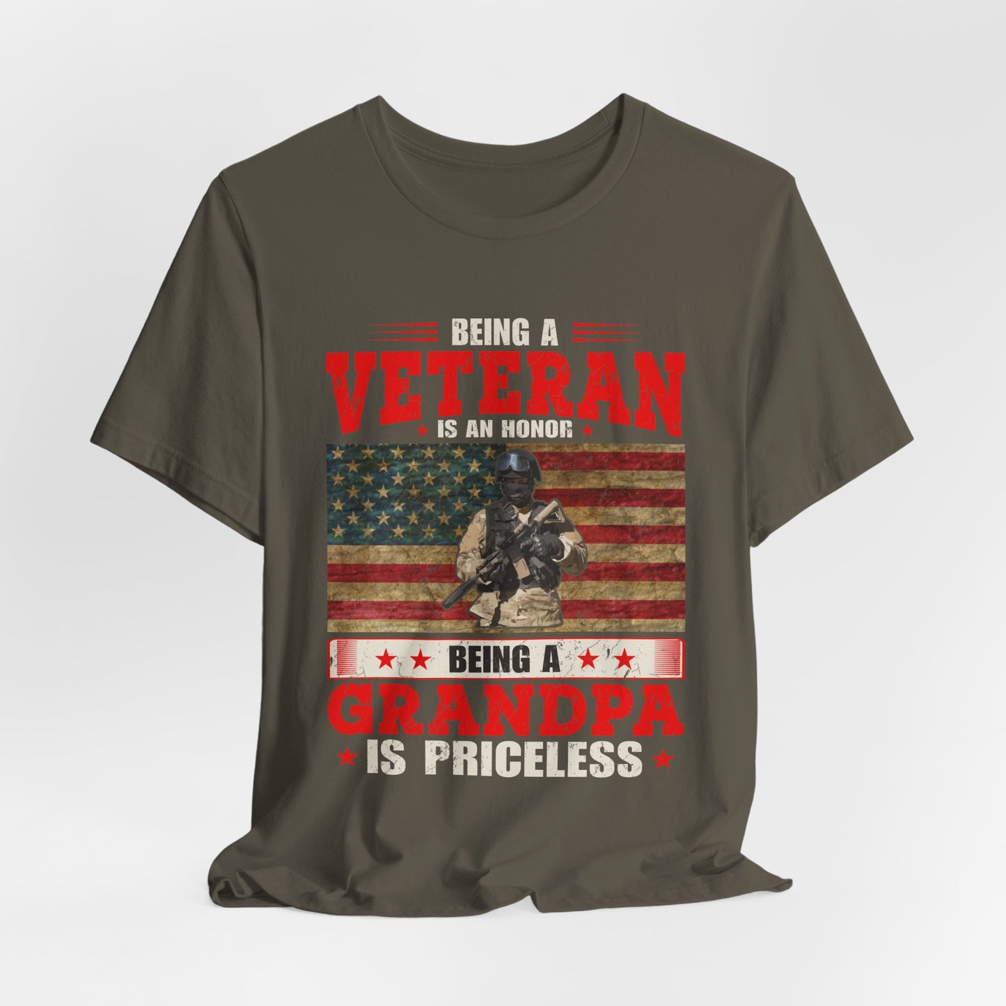 Veteran Grandpa T-Shirt American Flag Soldier Grandpa Unisex Cotton Tee v34