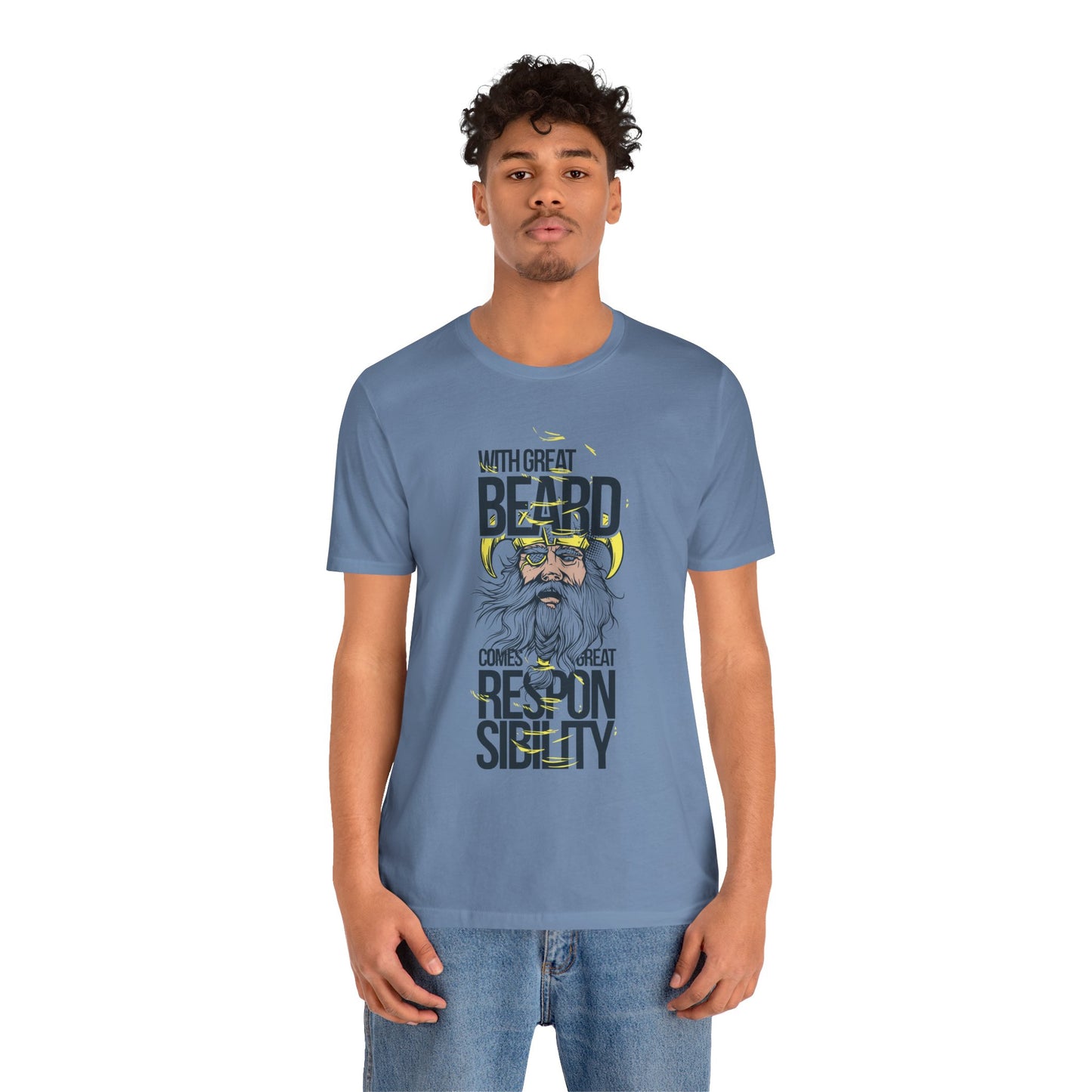 With Great Beard Comes Great Responsibility Tee Viking Beard Graphic Shirt A-2