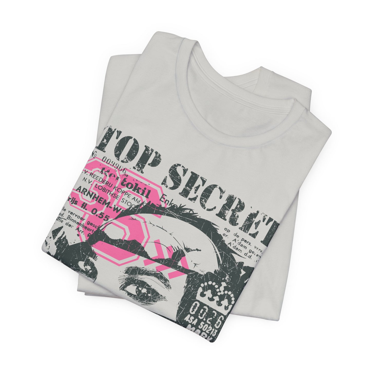 Top Secret Skull Face Tee Grunge Graphic T-Shirt Retro Collage A-6
