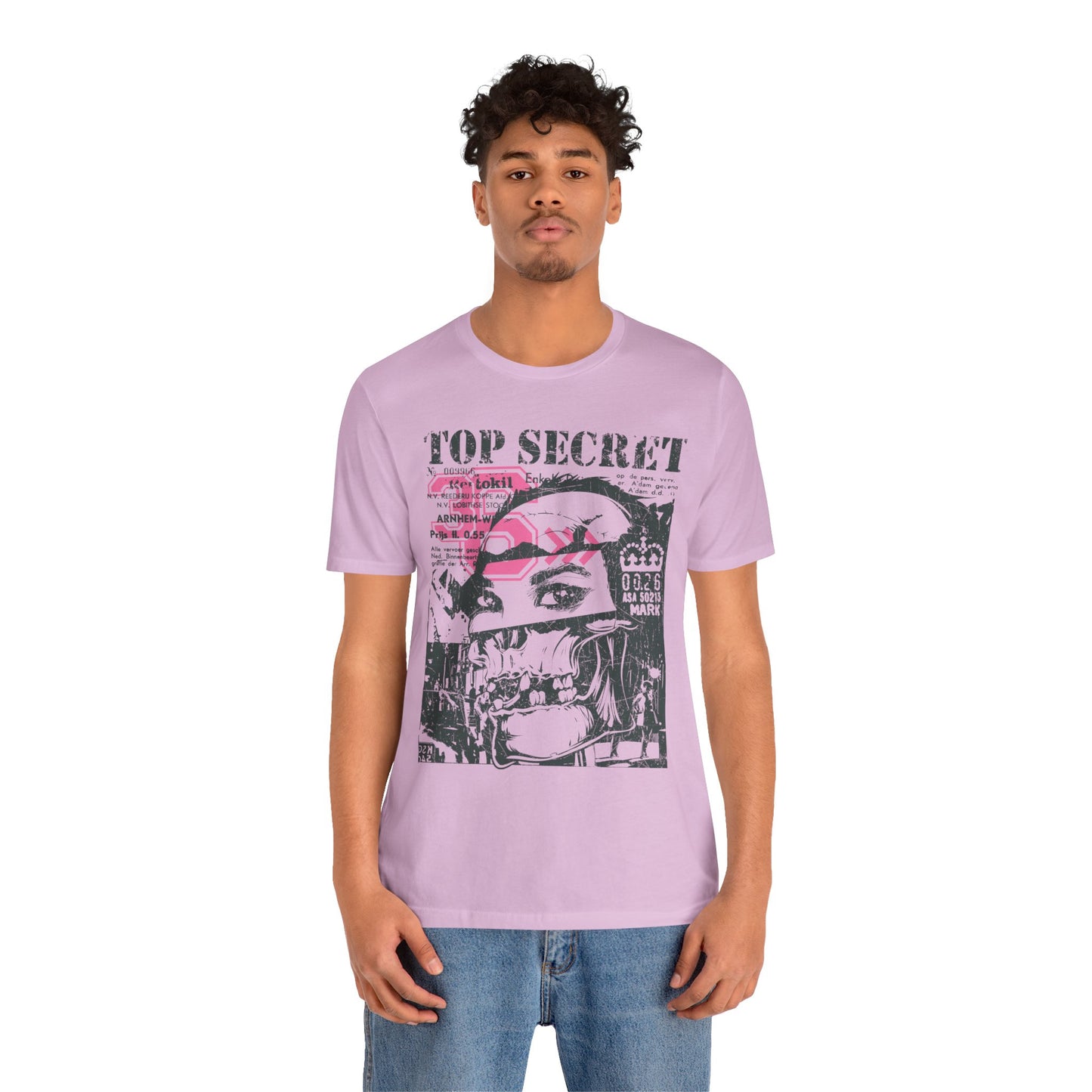 Top Secret Skull Face Tee Grunge Graphic T-Shirt Retro Collage A-6