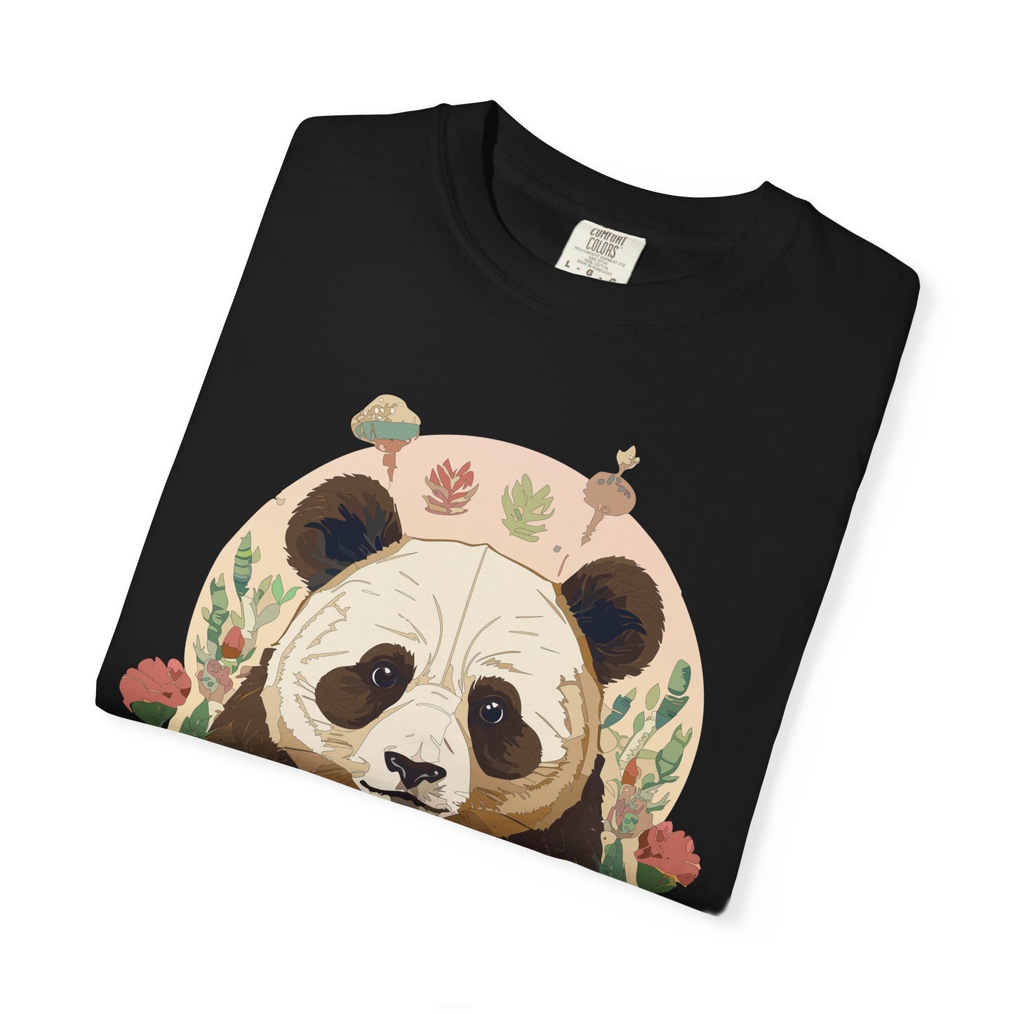 Panda Portrait T-Shirt Unisex Cotton Floral Chinese Graphic Circle Animal Art Tee p2
