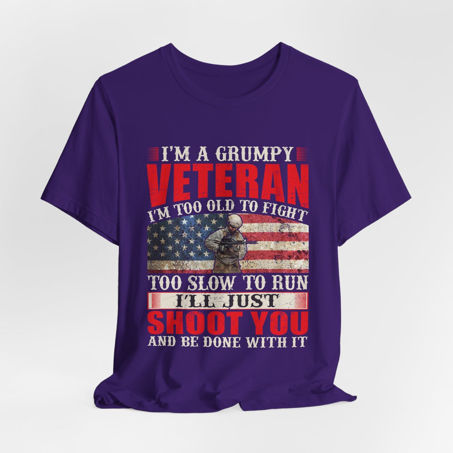 Grumpy Veteran Flag graphic Tee Veteran Patriotic Unisex Cotton Shirt v38