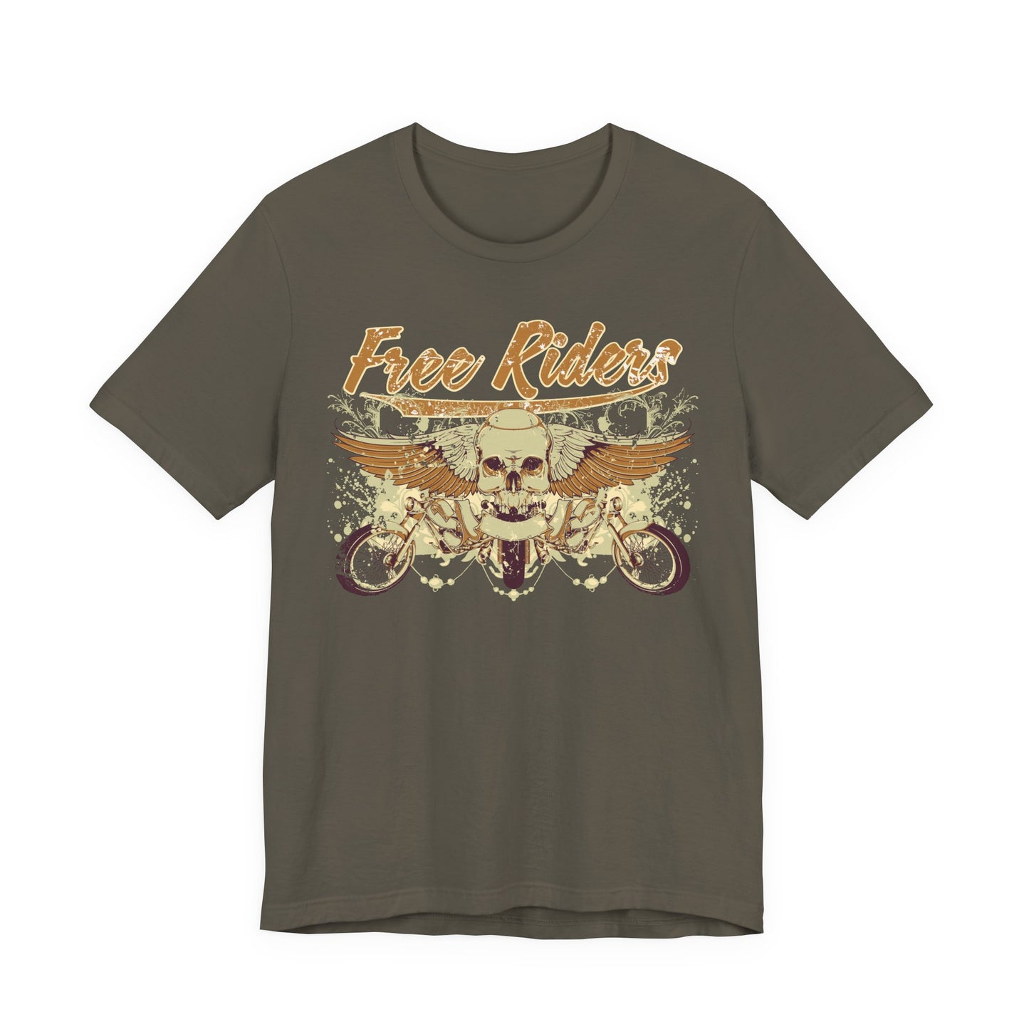 Free Riders Skull Motorcycle Tee Biker Graphic Art Design T-Shirt A-1