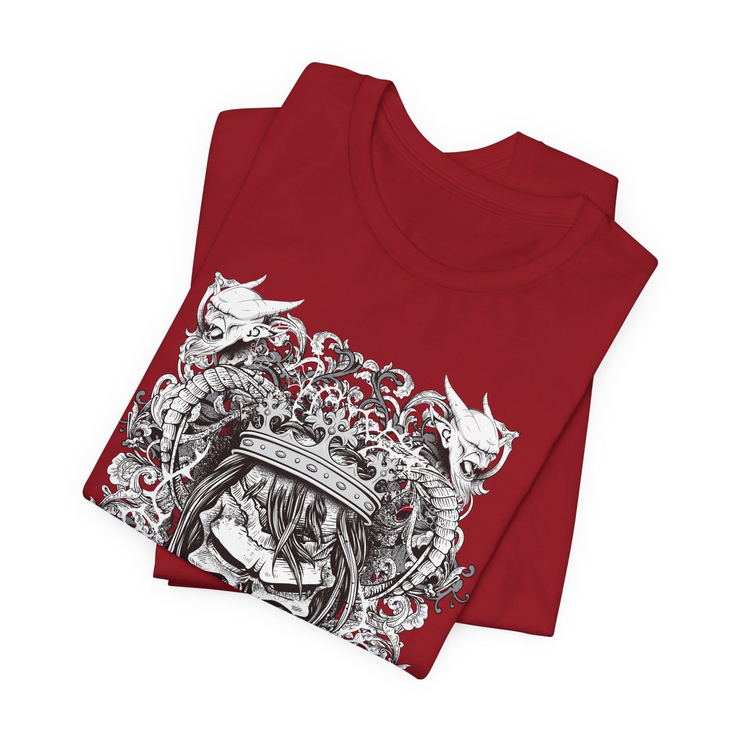 Gothic Skull Illustration Graphic Unisex Cotton T-Shirt r13
