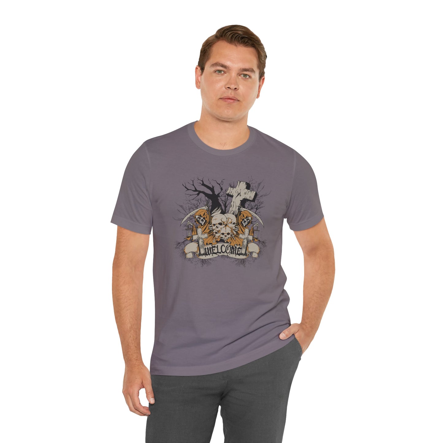 Skull Halloween Graphic Design Unisex Cotton T-Shirt Art-50
