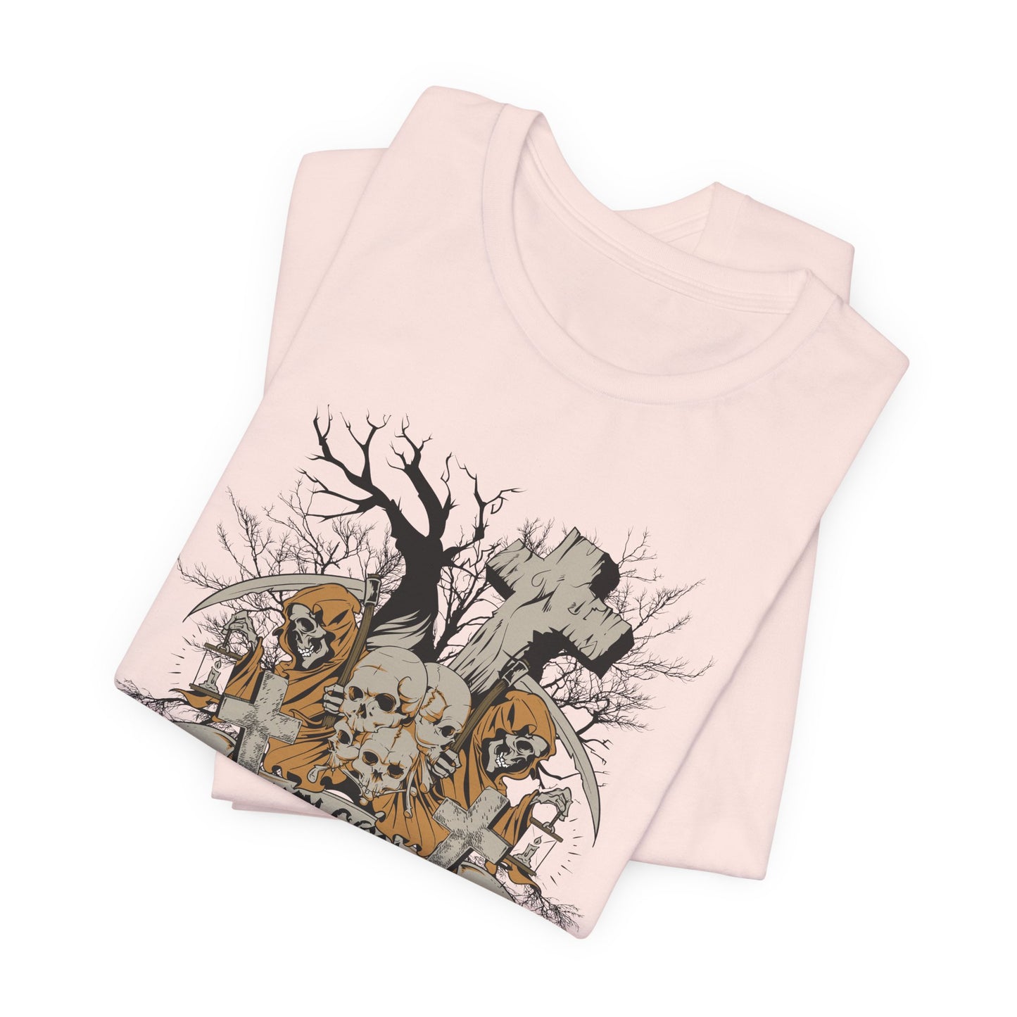 Skull Halloween Graphic Design Unisex Cotton T-Shirt Art-50