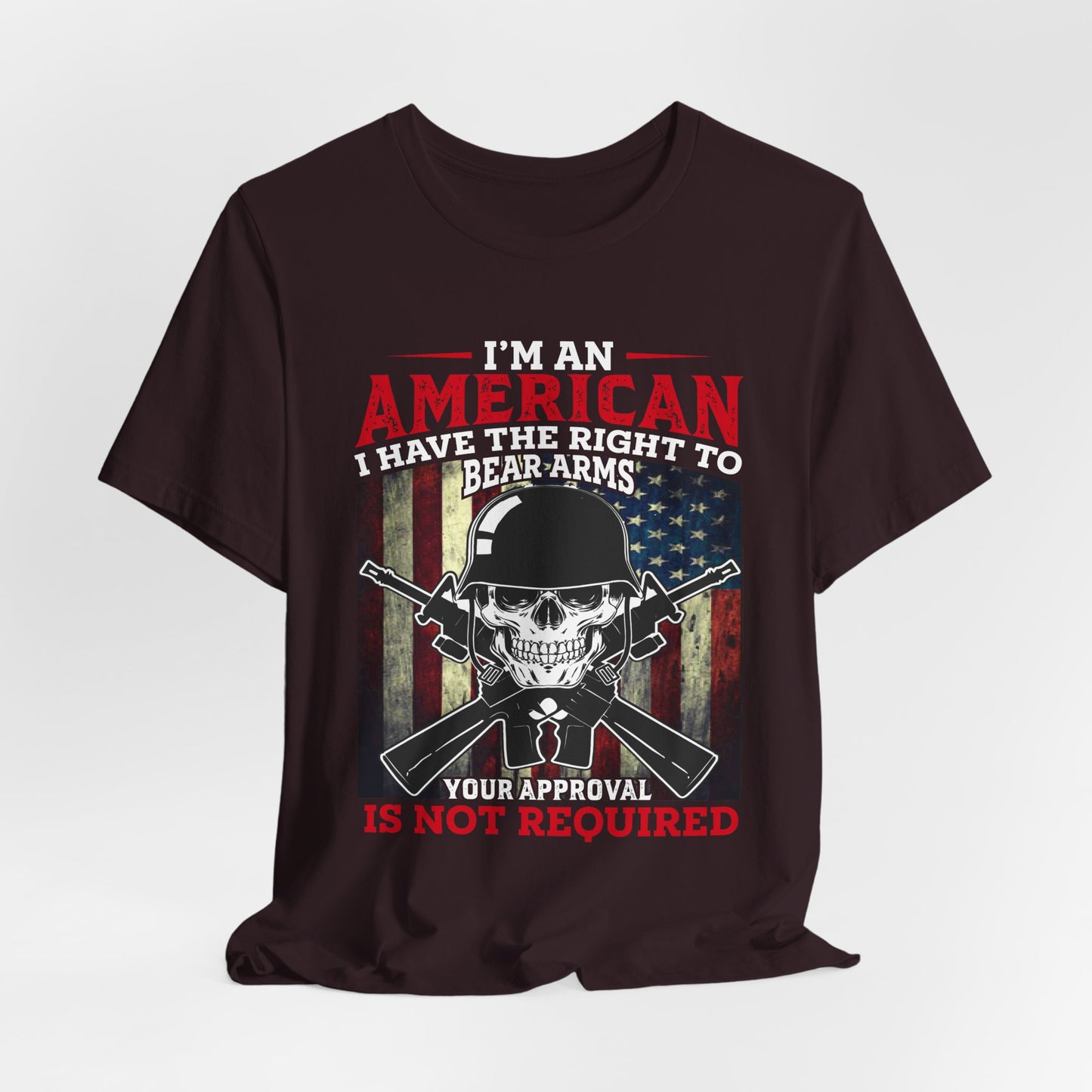 American Skull with Guns T-Shirt 2nd Amendment Flag Unisex Cotton Tee v29