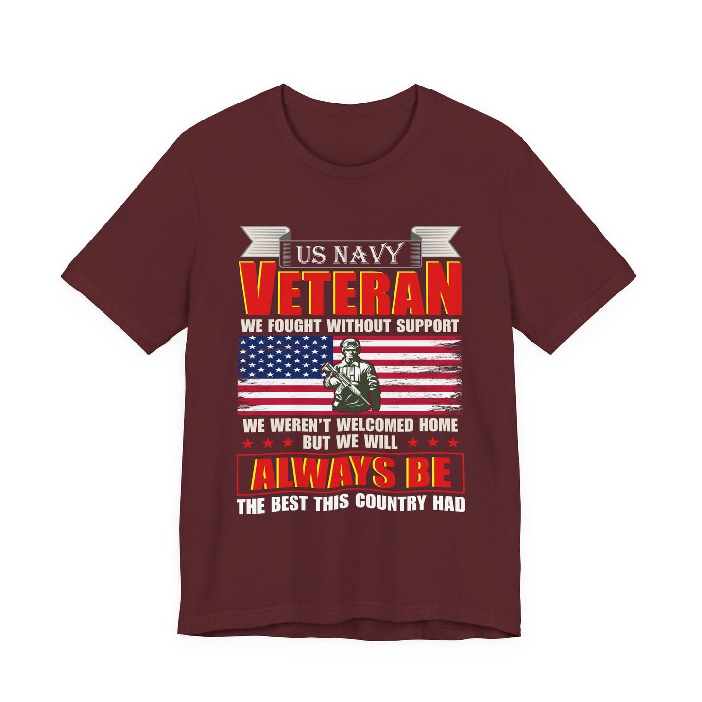 US Navy Veteran T-Shirt American Flag Soldier Graphic Patriotic Military Unisex Cotton v42