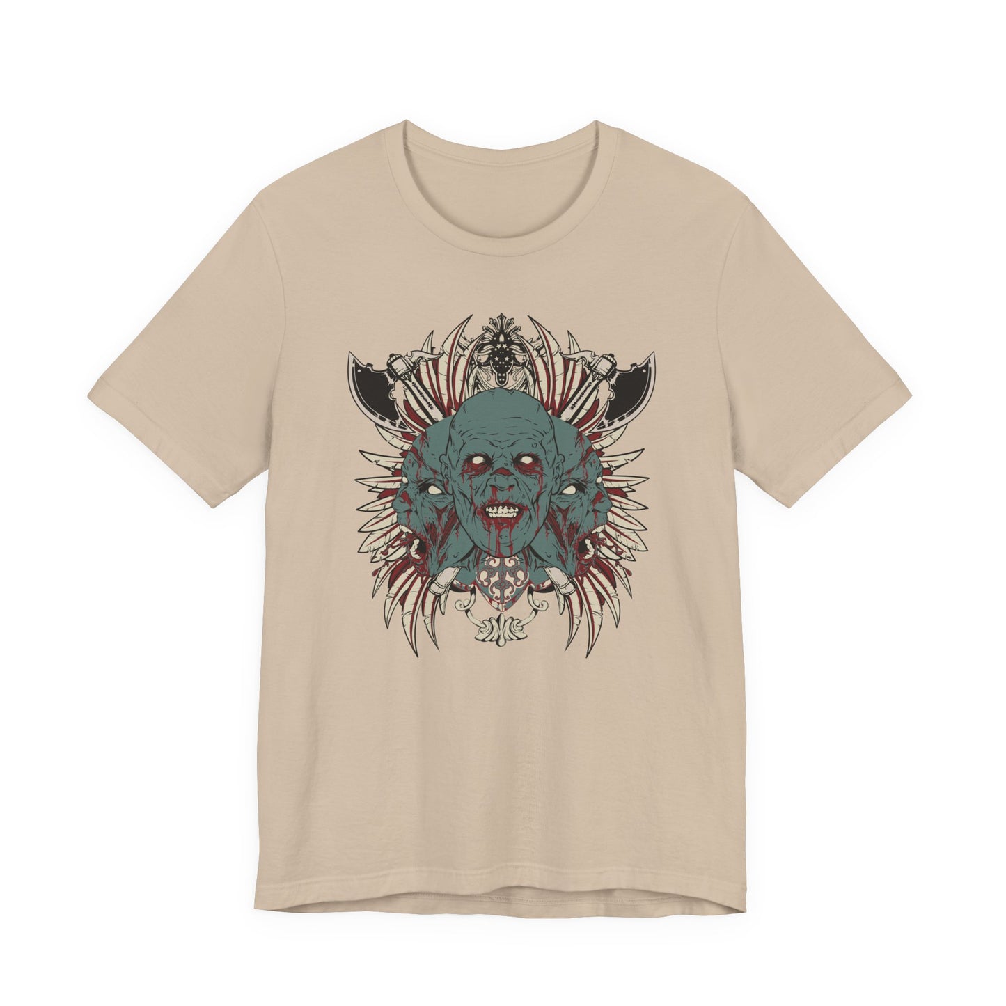Zombie Skull Mandala T-Shirt Horror Graphic Tee, Gothic Skull Art-54-2
