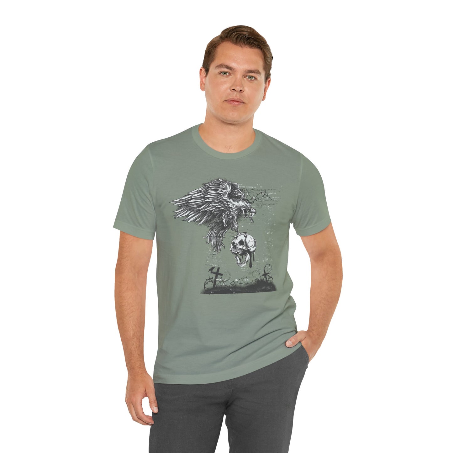 Raven and Skull Illustration Graphic Unisex Cotton T-Shirt r19