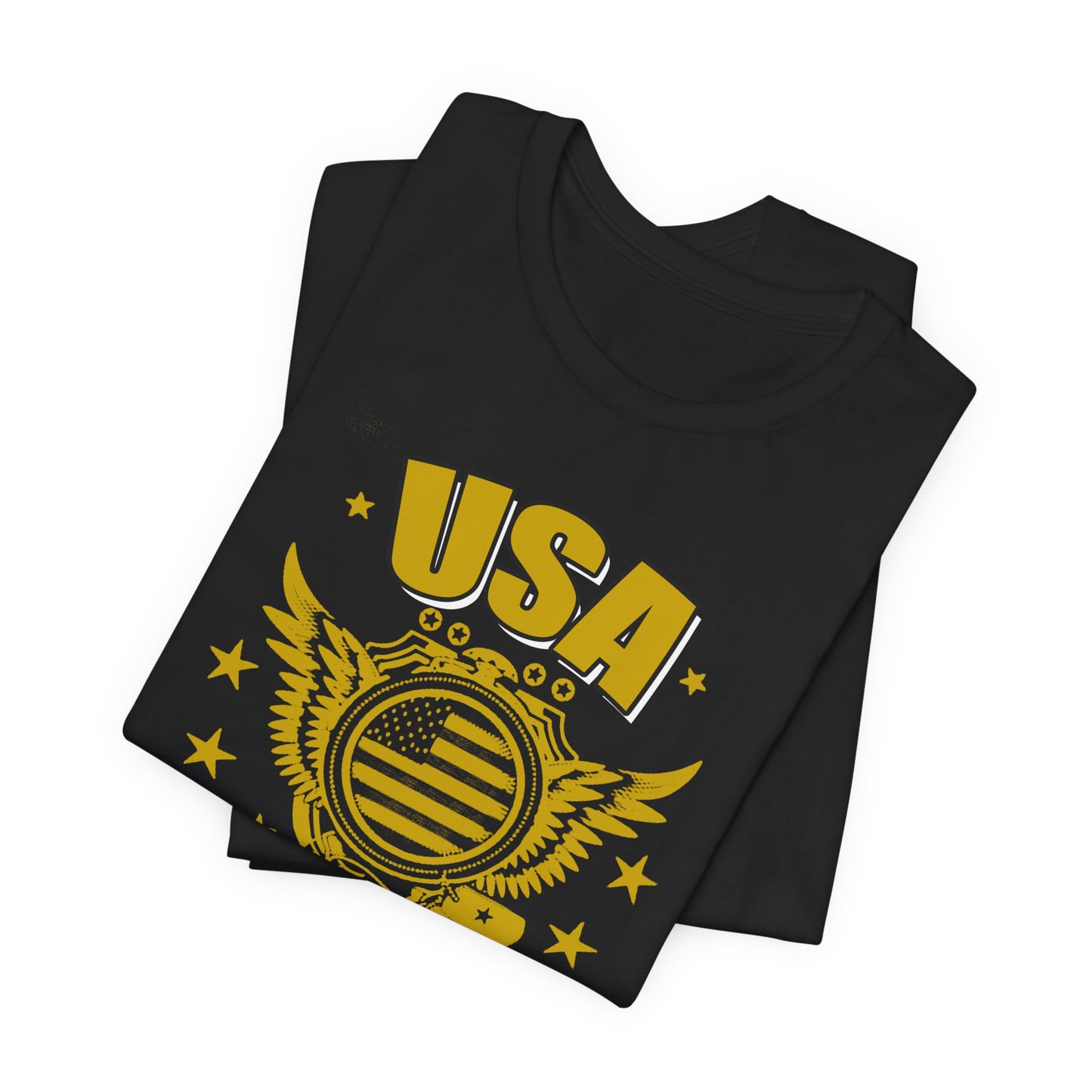 USA Veteran T-Shirt Military Emblem Winged Badge Stars Unisex Cotton v59
