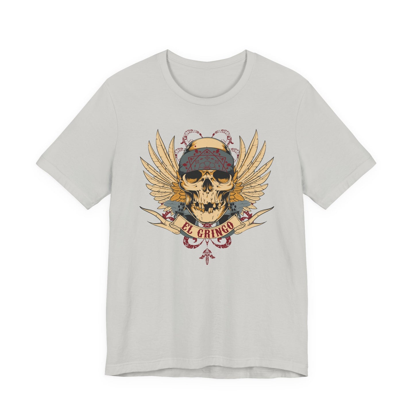 El Gringo Skull with Wings T-Shirt Vintage Tattoo Style Art-53