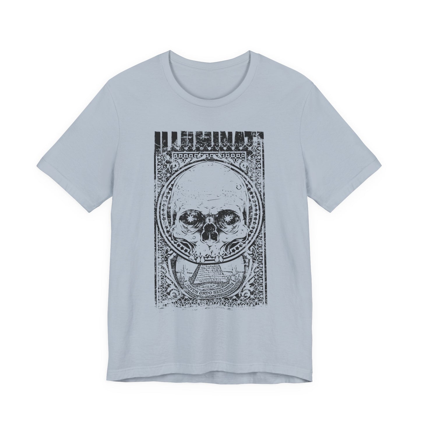 Skull Circle Graphic T-Shirt Vintage Etching Illustration Art Design Tee A-9