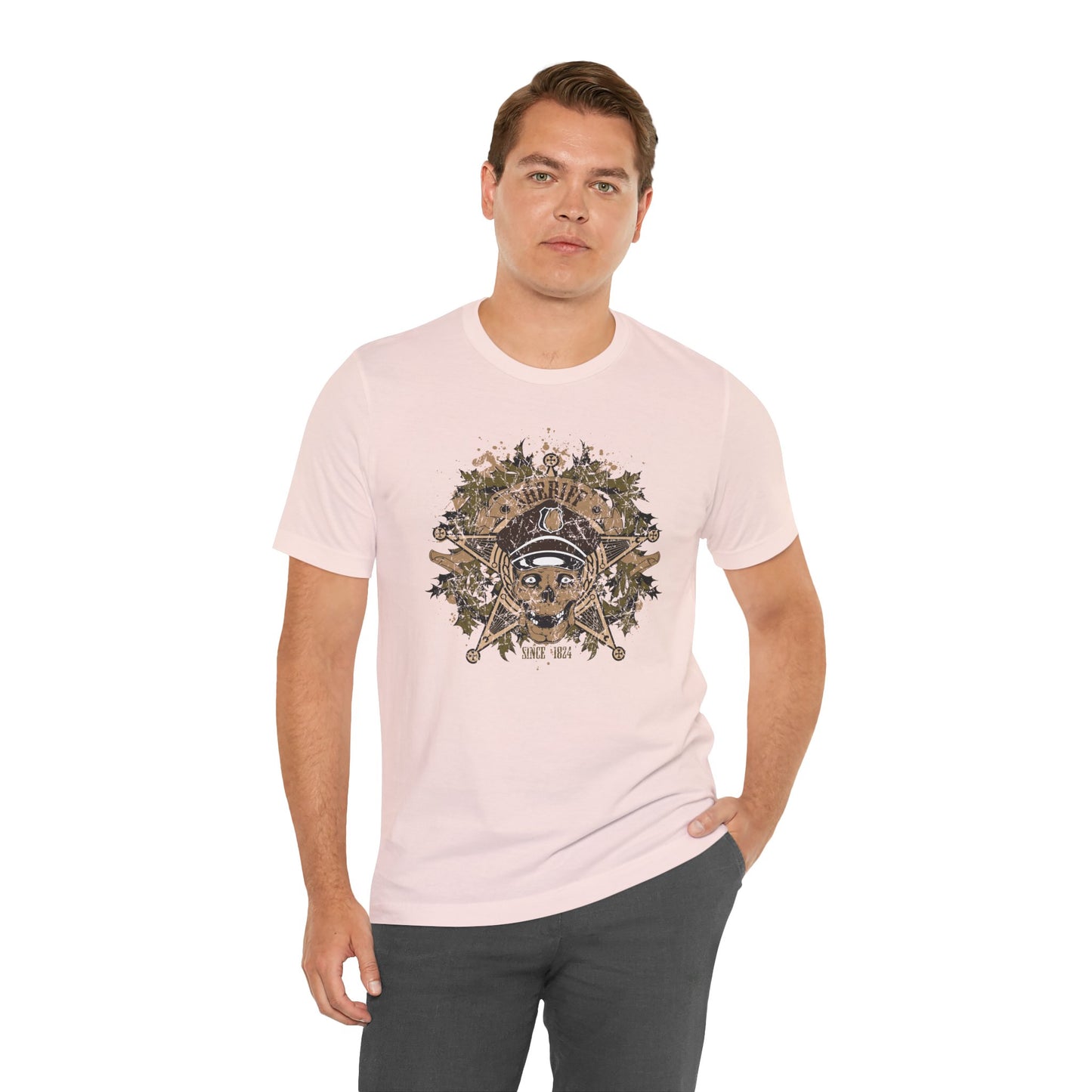 Skull Floral Emblem Graphic Unisex Cotton Tee Art-45