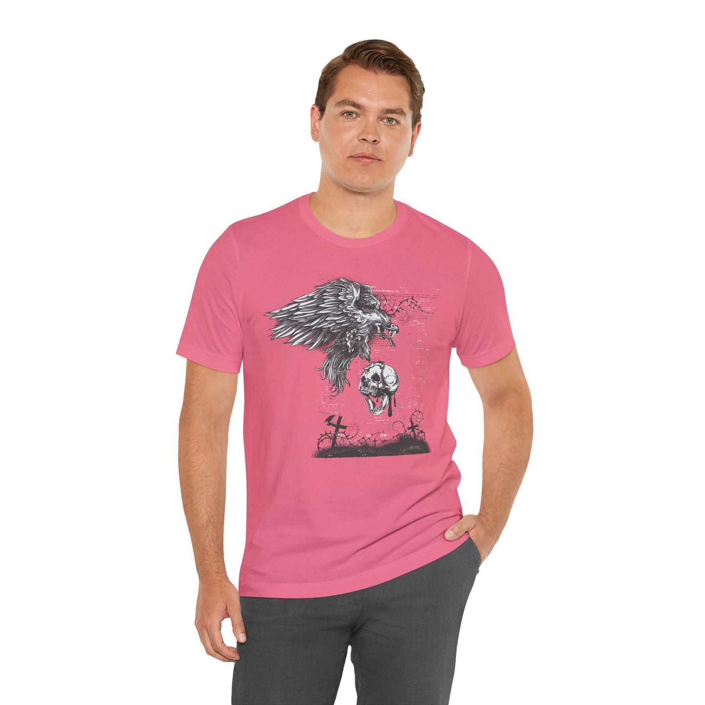 Raven and Skull Illustration Graphic Unisex Cotton T-Shirt r19