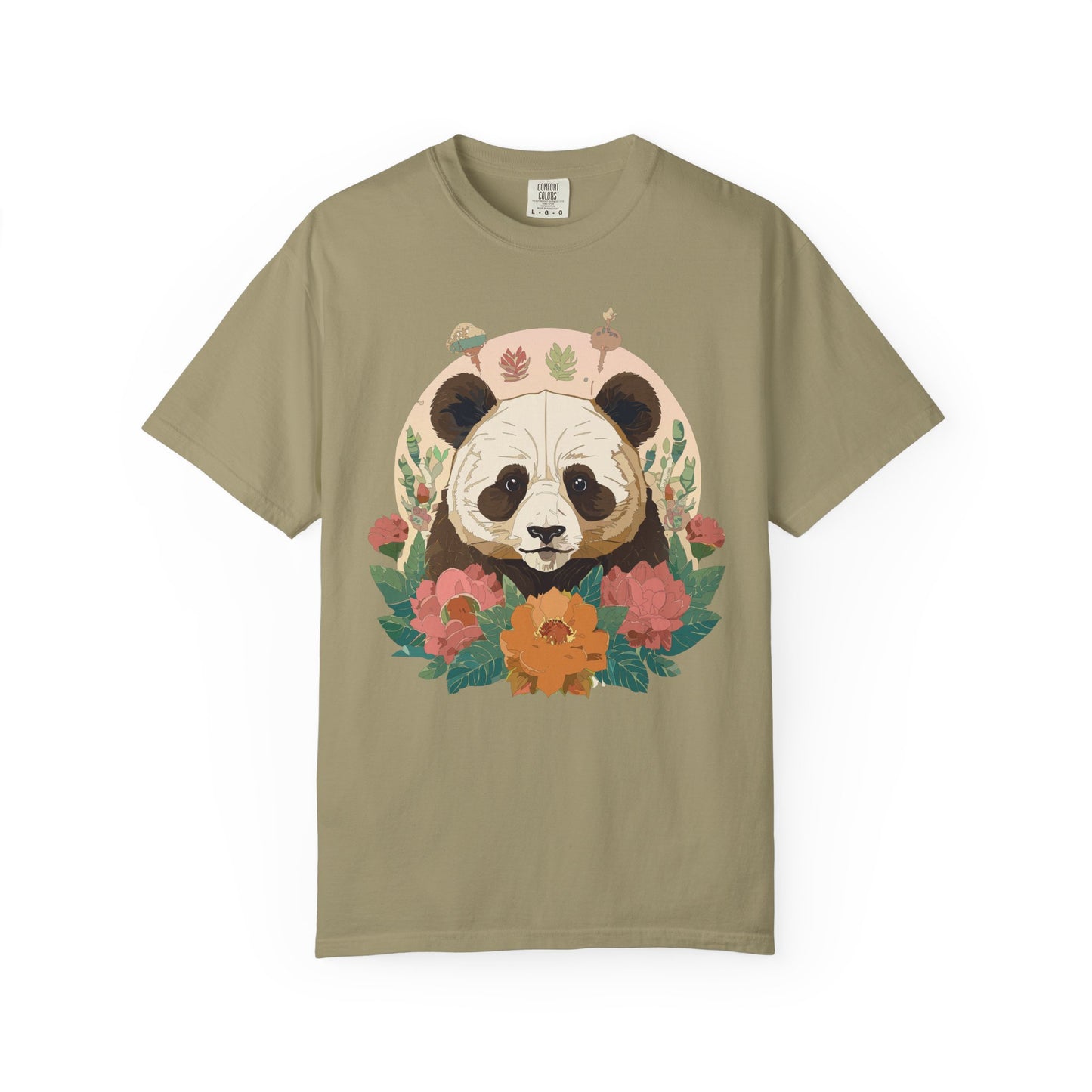 Panda Portrait T-Shirt Unisex Cotton Floral Chinese Graphic Circle Animal Art Tee p2