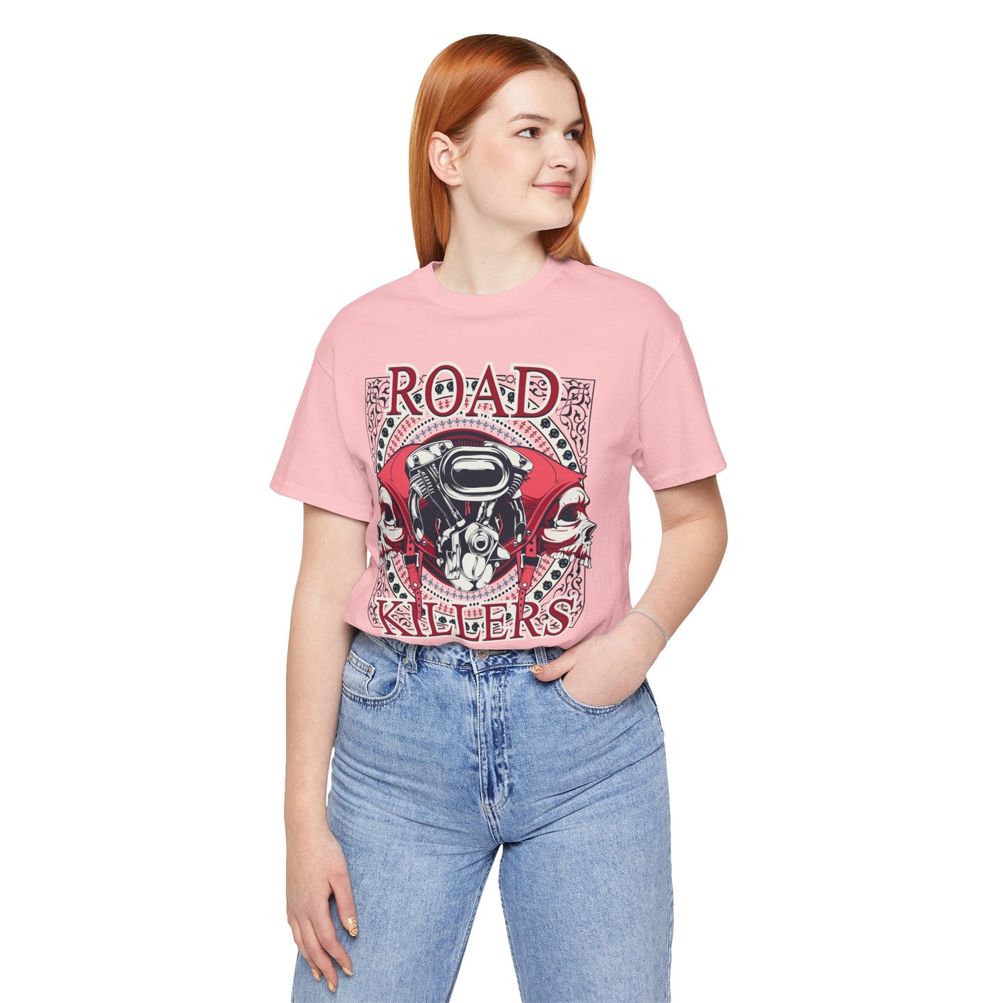 Dark Road Motorcycle Helmet Skull Tee Biker graphic t-shirt G-1