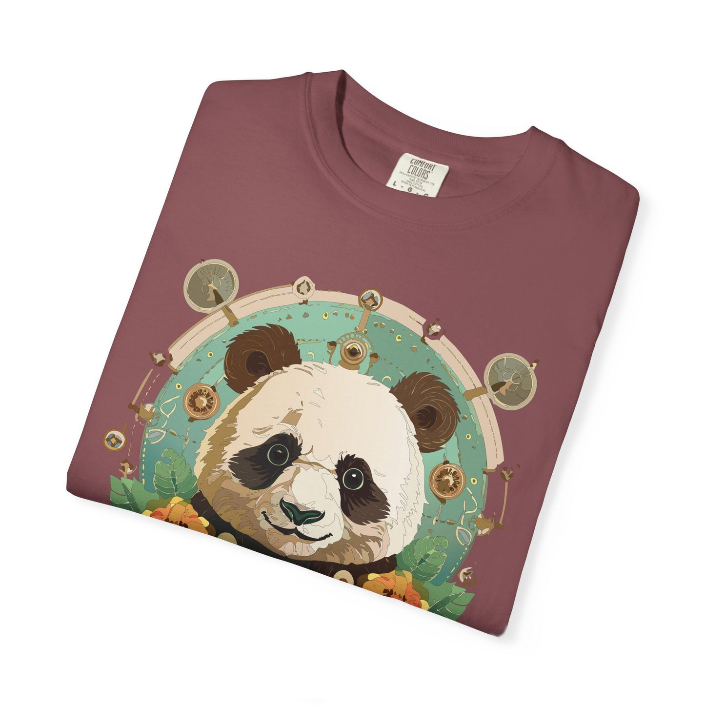 Panda Portrait T-Shirt Unisex Cotton Floral Chinese Graphic Circle Animal Art Tee p3