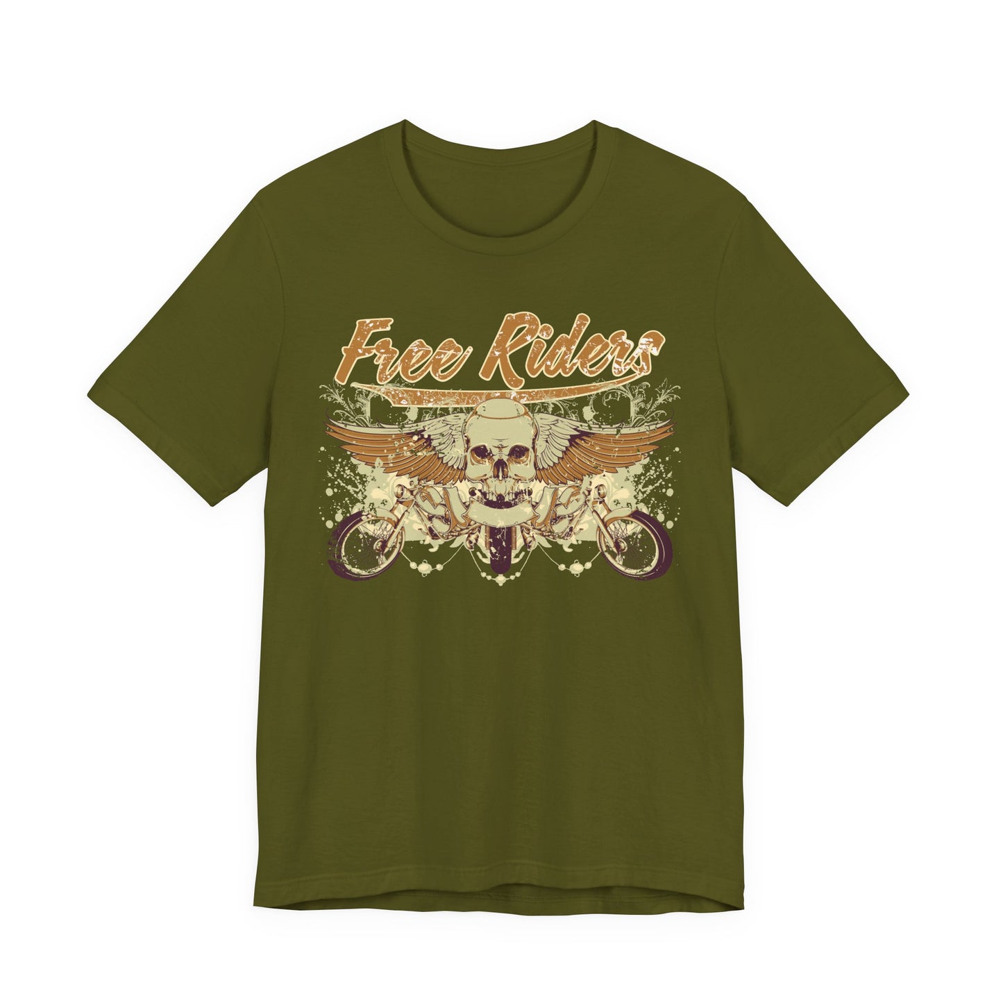 Free Riders Skull Motorcycle Tee Biker Graphic Art Design T-Shirt A-1