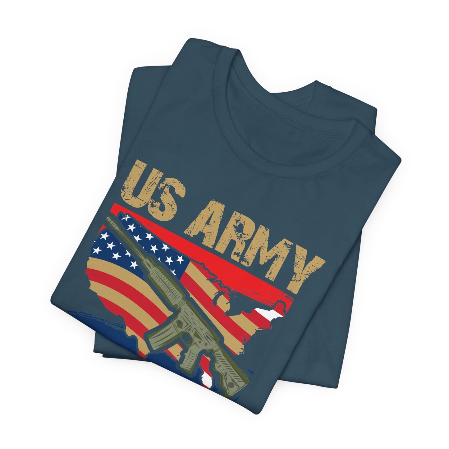US Army Proud Veteran T-Shirt American Flag Rifle Military Unisex Cotton Tee v17