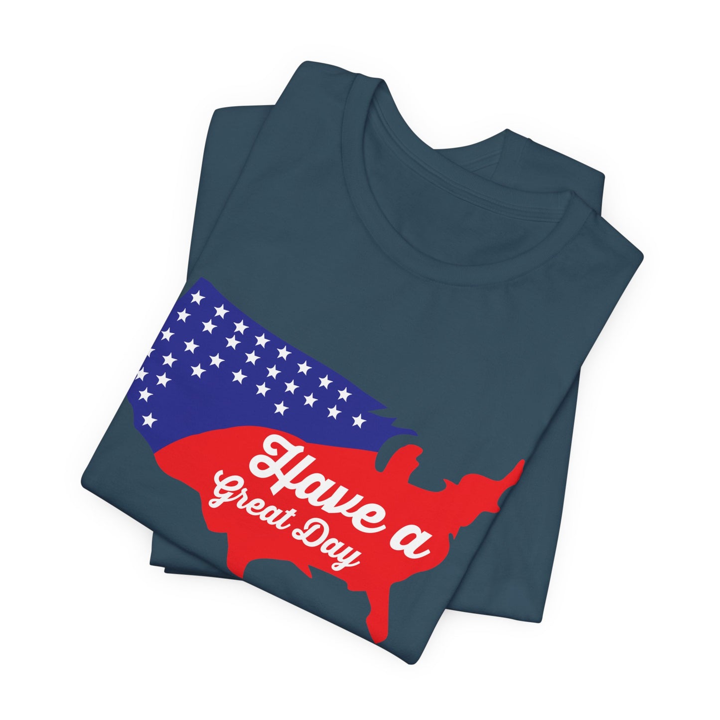 USA Map Patriotic Graphic Unisex Cotton T-Shirt 021