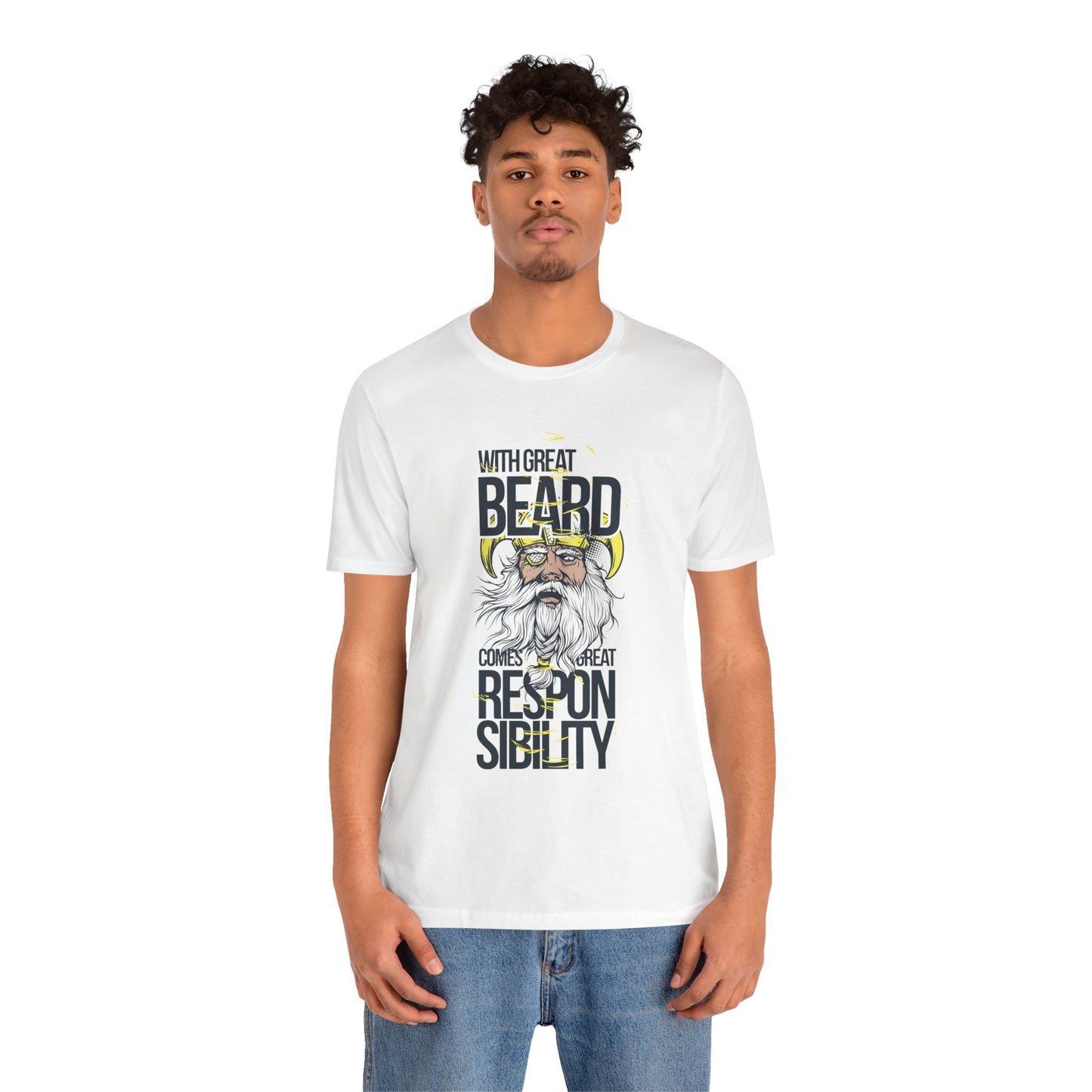 With Great Beard Comes Great Responsibility Tee Viking Beard Graphic Shirt A-2