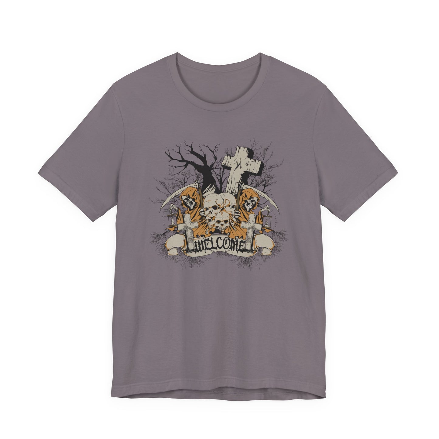 Skull Halloween Graphic Design Unisex Cotton T-Shirt Art-50