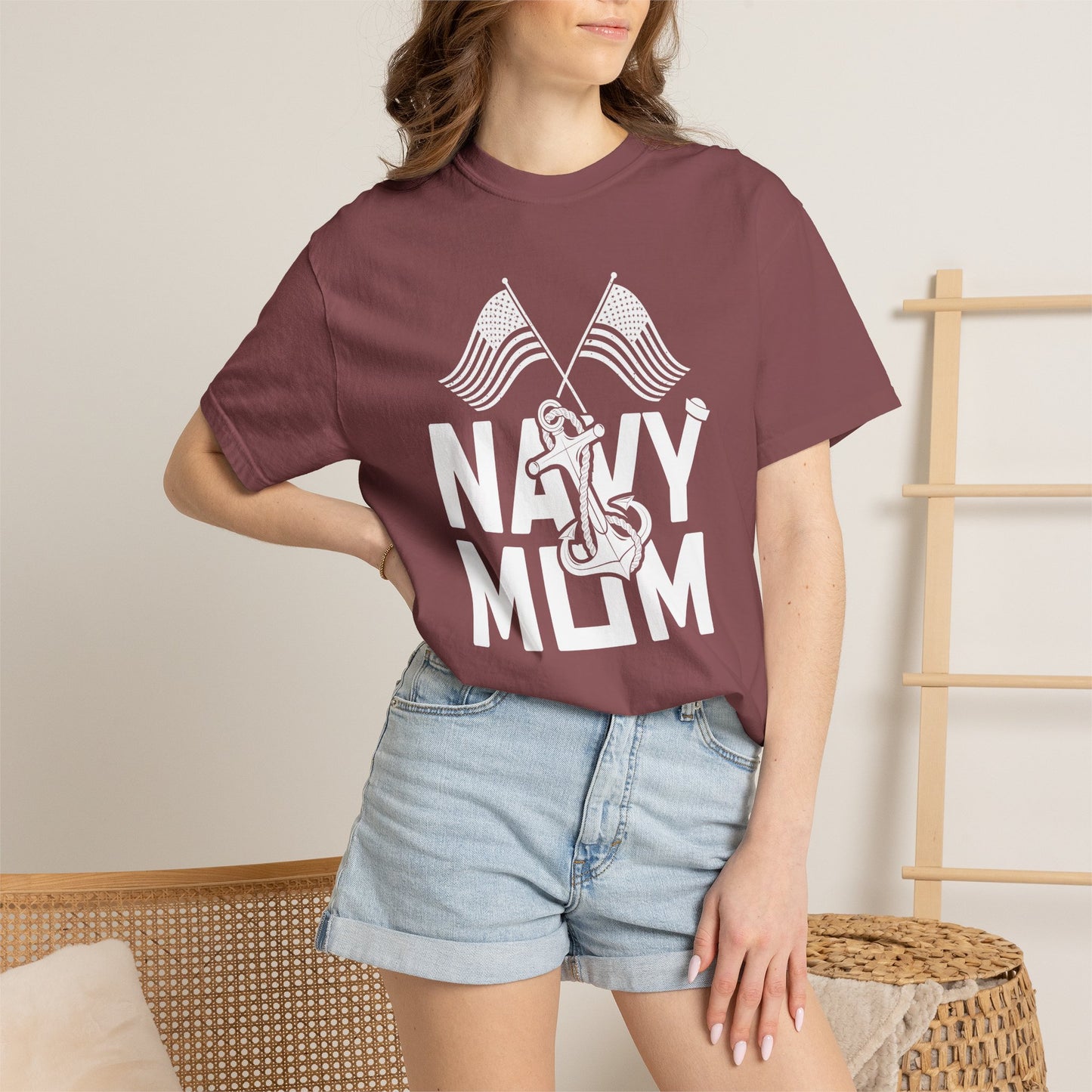 Navy Mom T-shirt Mother's Day Mama Tee Unisex Comfort Colors Garment-Dyed Cotton h20
