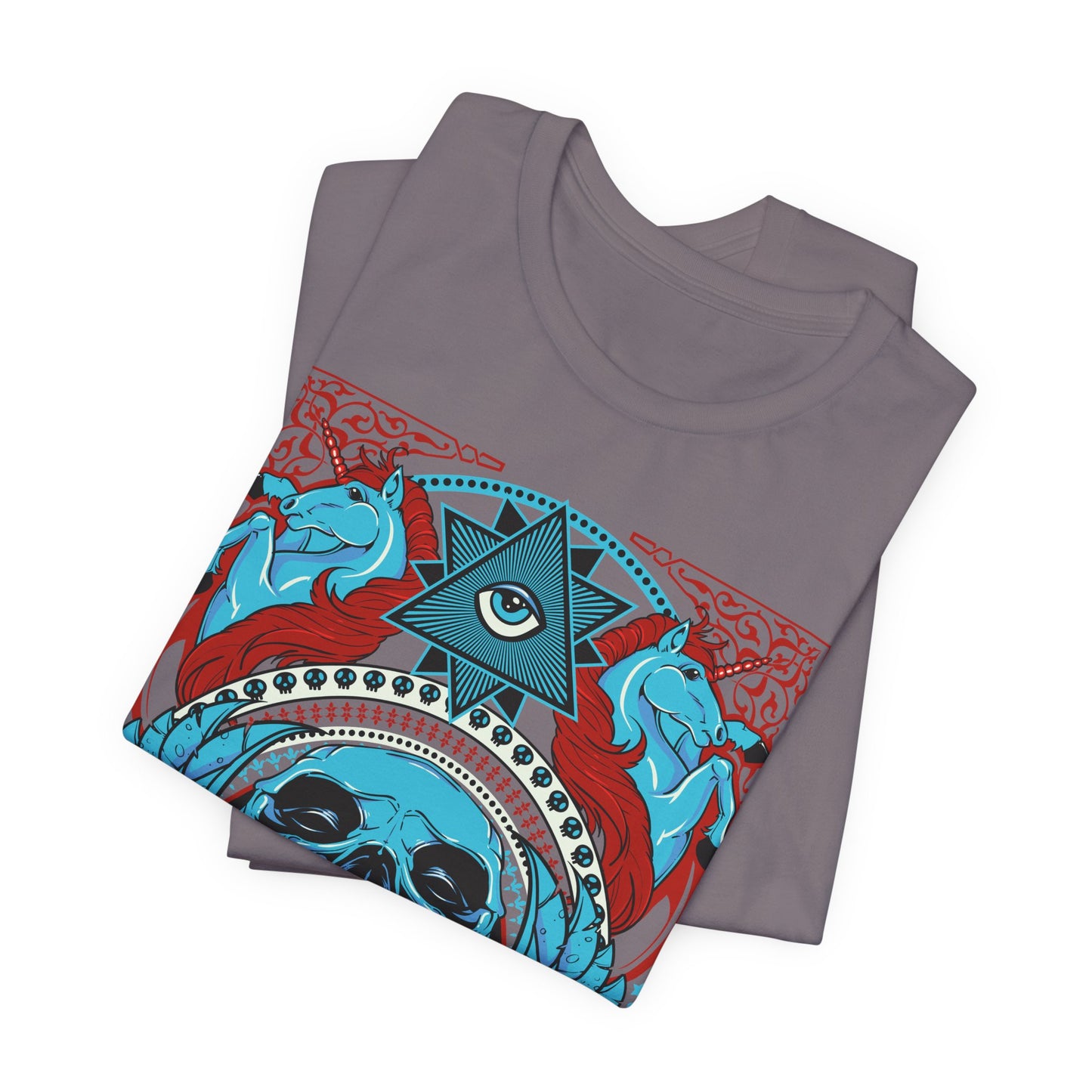 All-Seeing Skull Illustration Tee Winged Skull Third Eye Roses T-Shirt