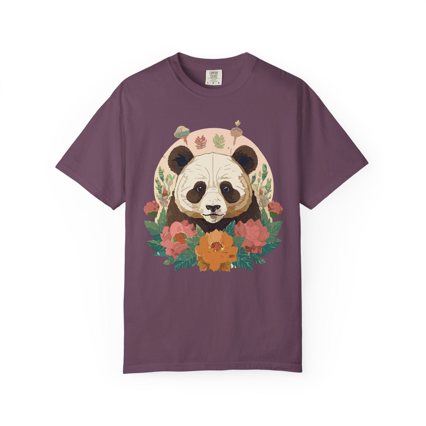 Panda Portrait T-Shirt Unisex Cotton Floral Chinese Graphic Circle Animal Art Tee p2