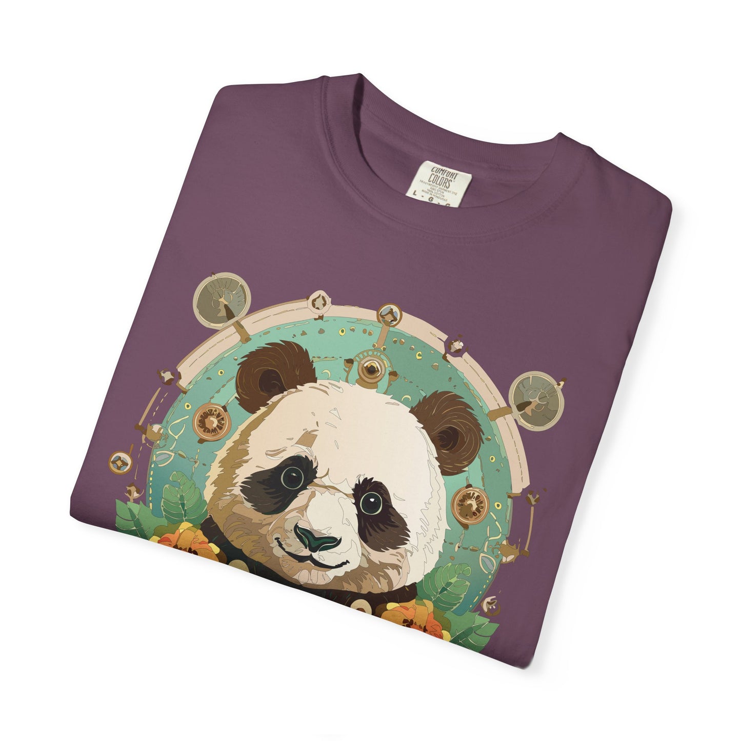 Panda Portrait T-Shirt Unisex Cotton Floral Chinese Graphic Circle Animal Art Tee p3