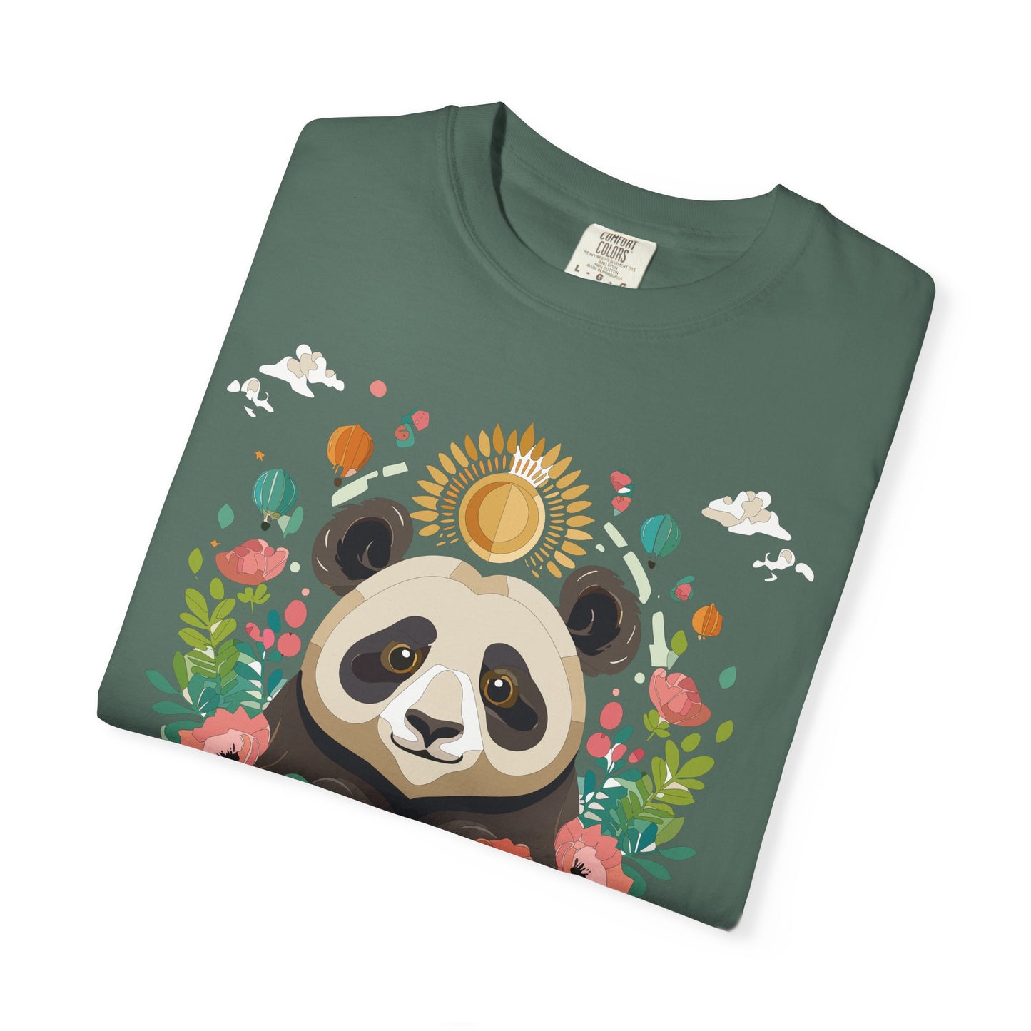 Panda Portrait T-Shirt Unisex Cotton Floral Chinese Graphic Circle Animal Art Tee p4