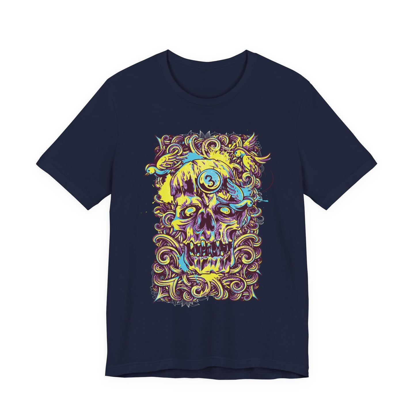 Colorful Skull Illustration Graphic Unisex Cotton T-Shirt r41