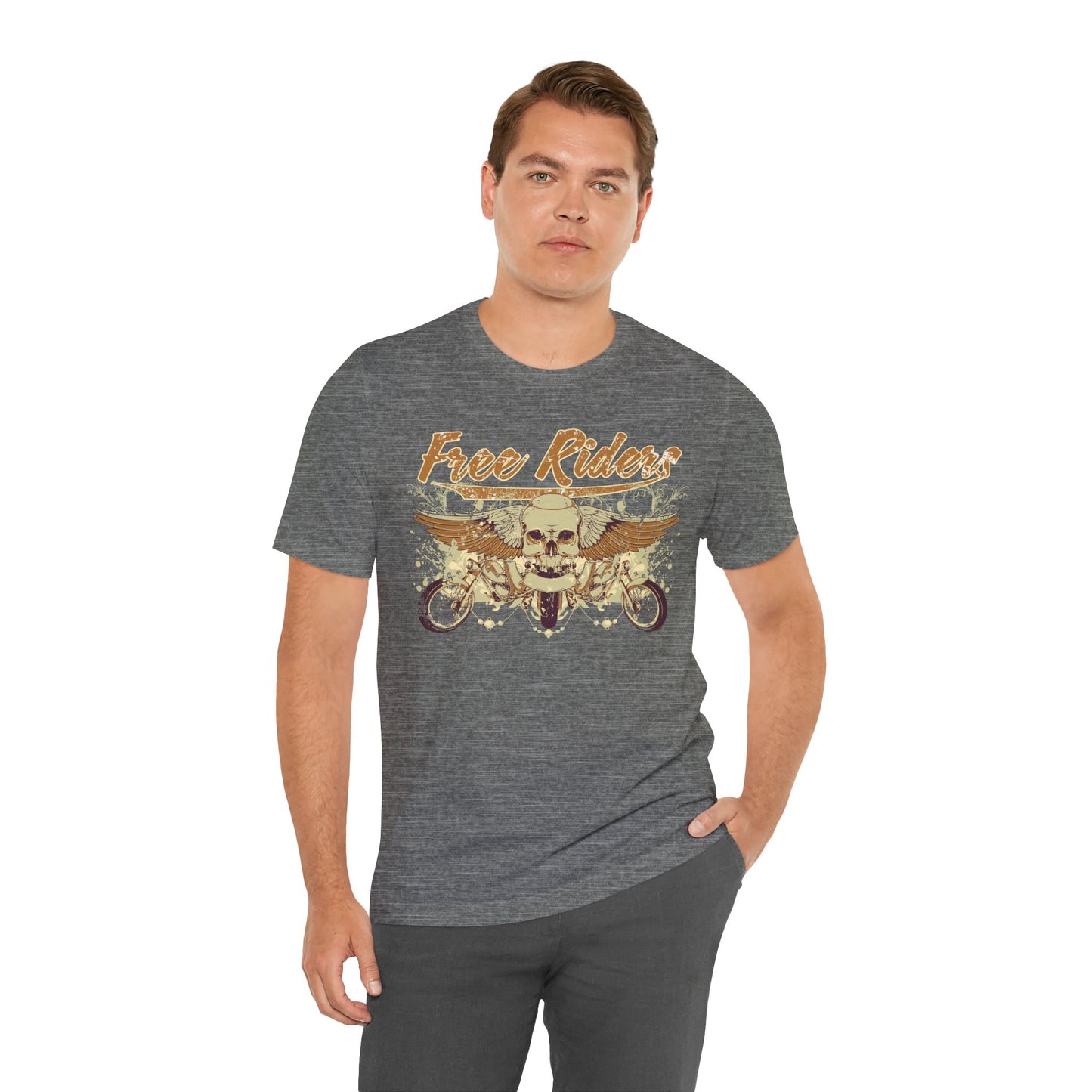 Free Riders Skull Motorcycle Tee Biker Graphic Art Design T-Shirt A-1
