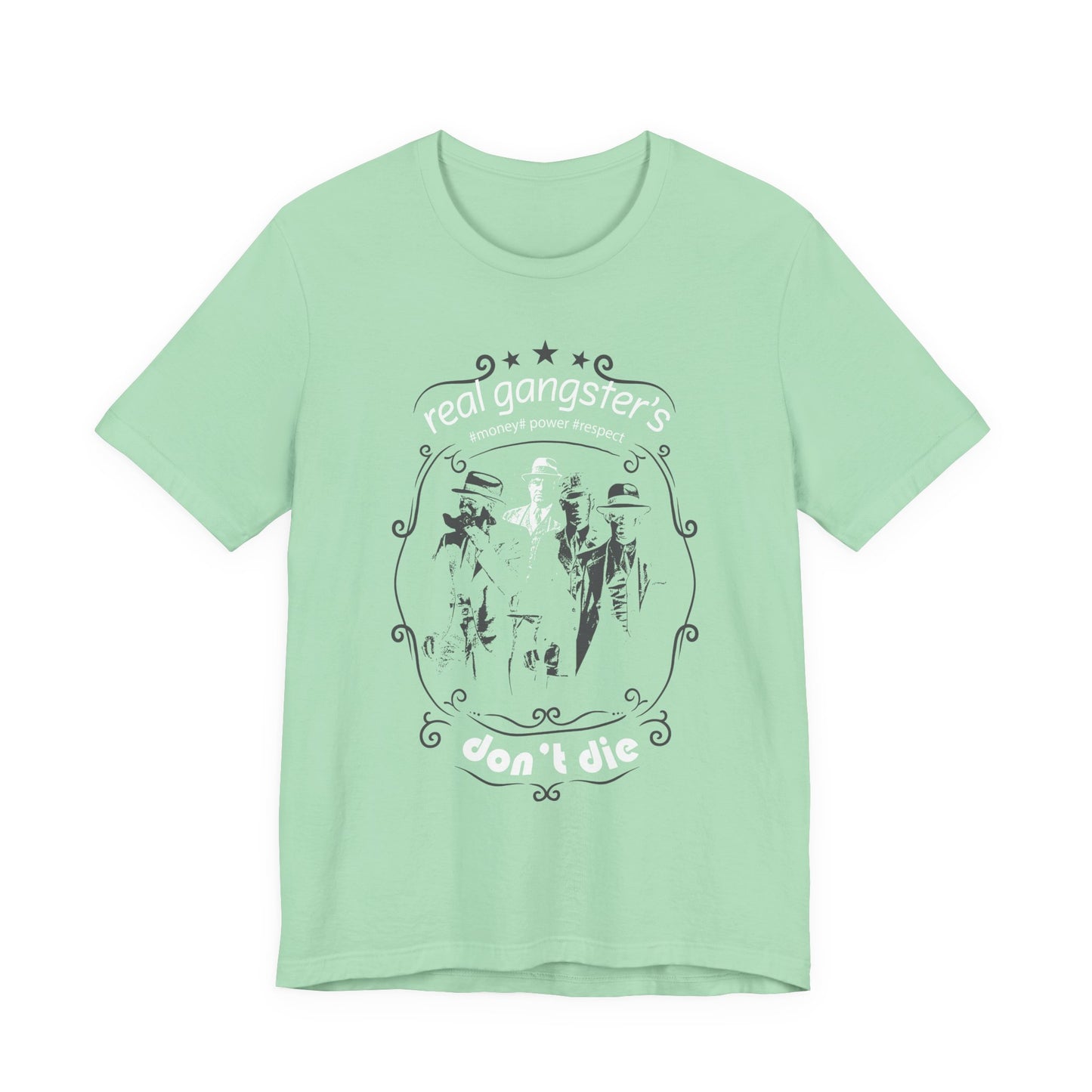 Real Gangsters Don't Die T-Shirt Vintage Outlaw Illustration Retro Biker Tee A-3