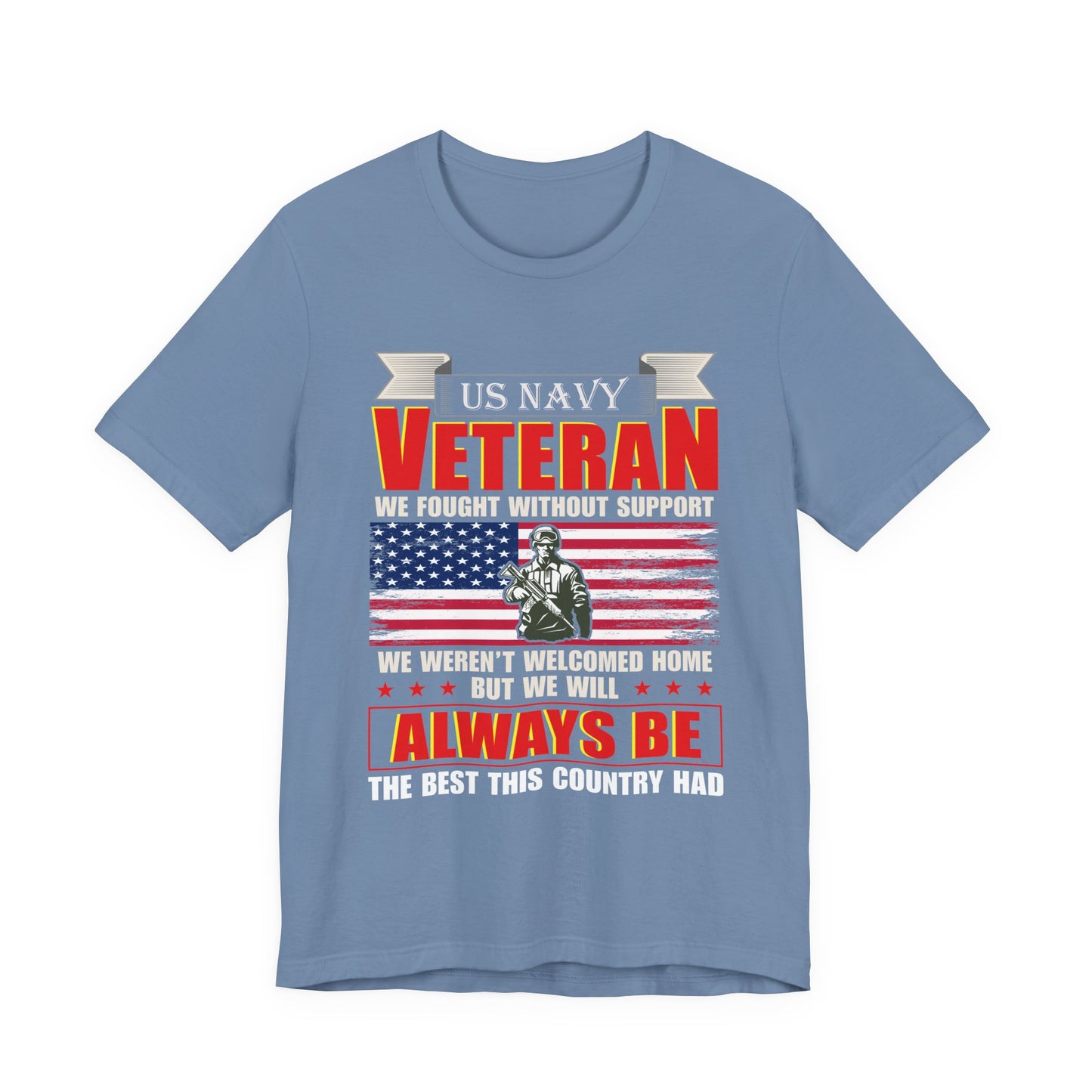 US Navy Veteran T-Shirt American Flag Soldier Graphic Patriotic Military Unisex Cotton v42