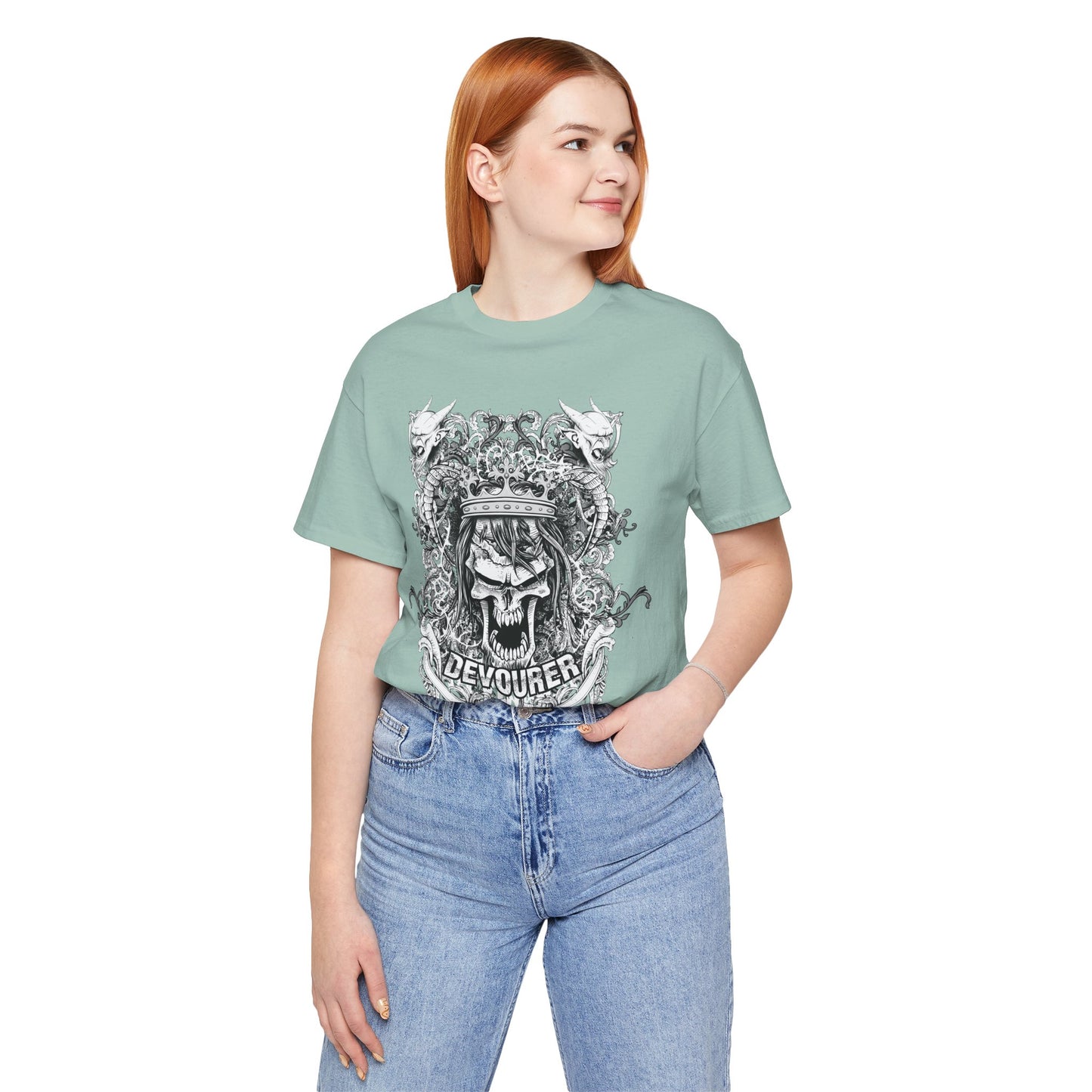 Gothic Skull Illustration Graphic Unisex Cotton T-Shirt r13