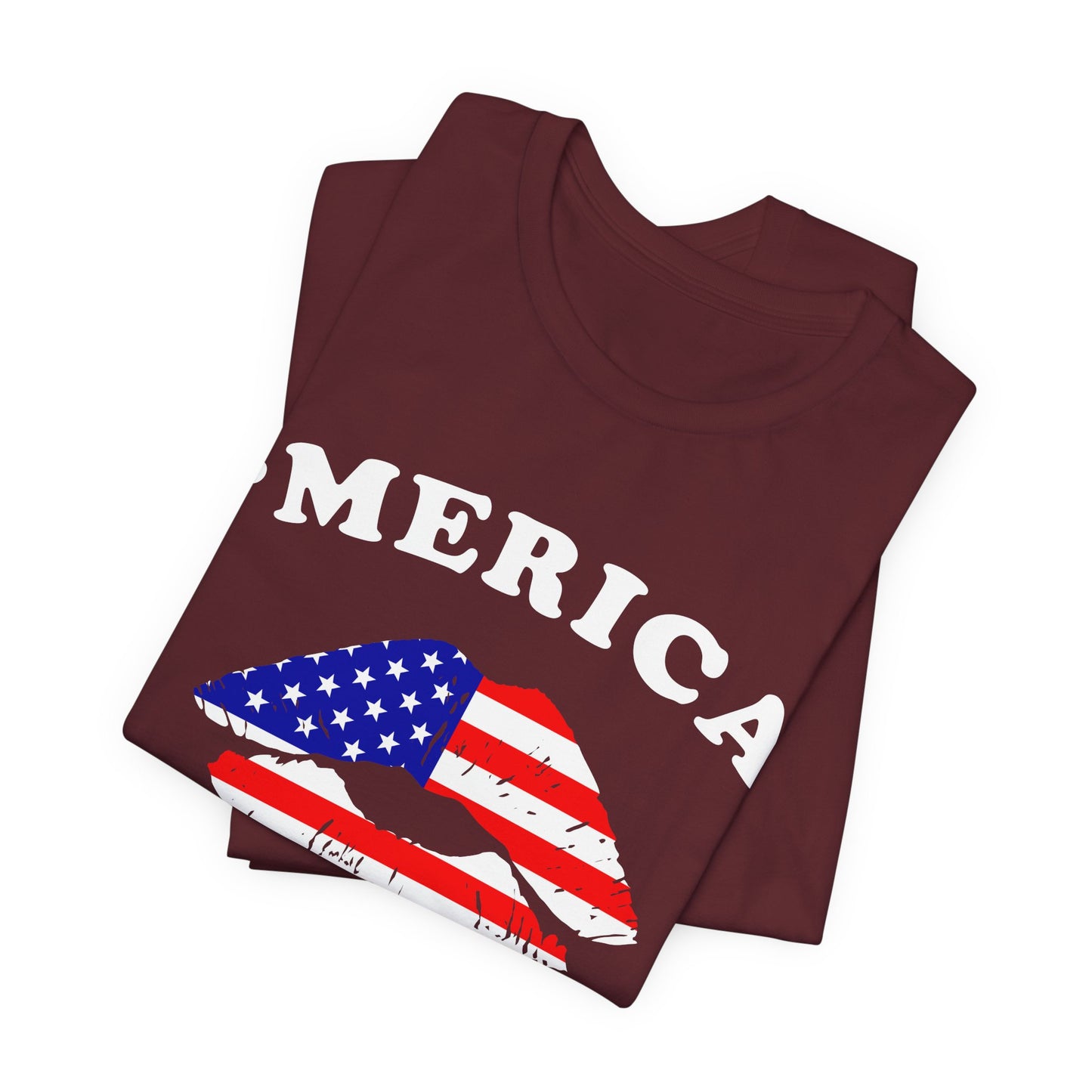 American Flag Lip Graphic Unisex Cotton T-Shirt a9