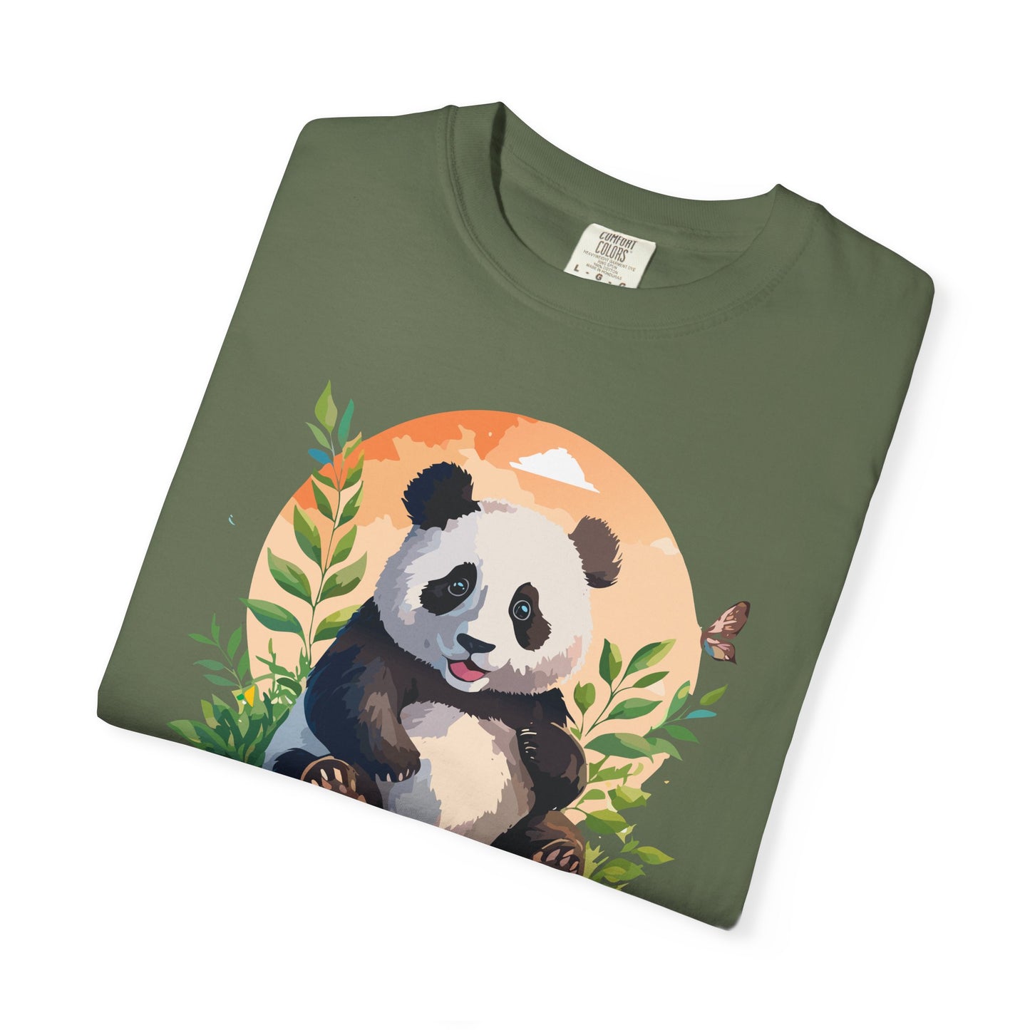 Panda Portrait T-Shirt Unisex Cotton Floral Chinese Graphic Circle Animal Art Tee pp4